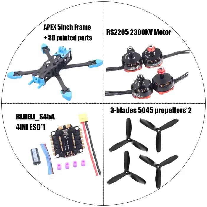 Kit de châssis de drone FPV APEX 5 pouces en fibre de carbone