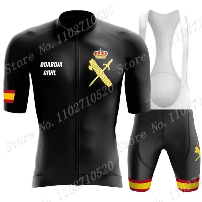 Maillot de cyclisme noir de la garde civile pour hommes, ensemble de vêtements de cyclisme, chemise, combinaison de vélo de route, cuissard à bretelles, vtt, 2024