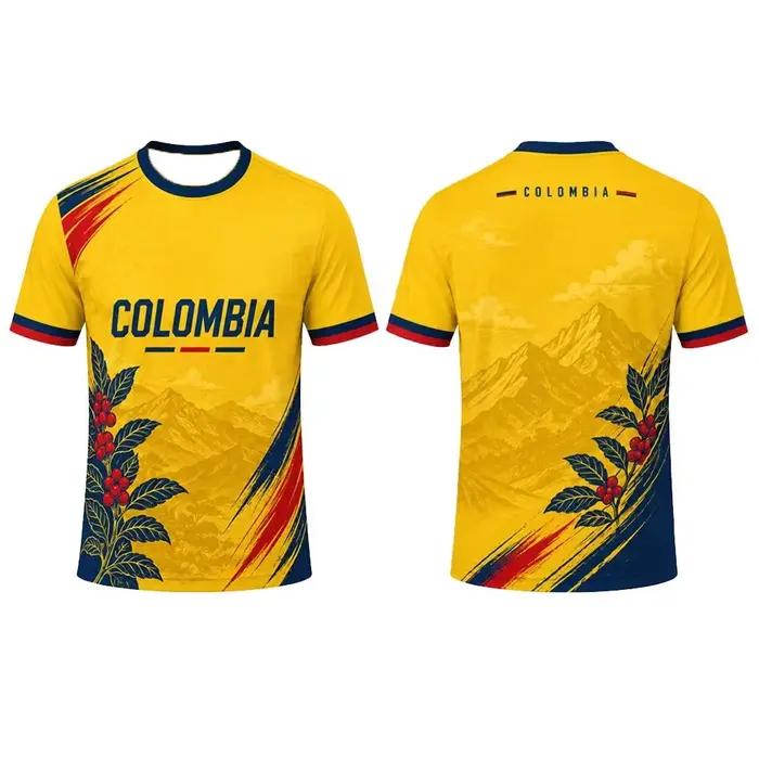 Maillot de football de l'équipe nationale colombienne pour hommes, motif drapeau colombien, séchage rapide, respirant, t-shirt d'entraînement de football pour les fans
