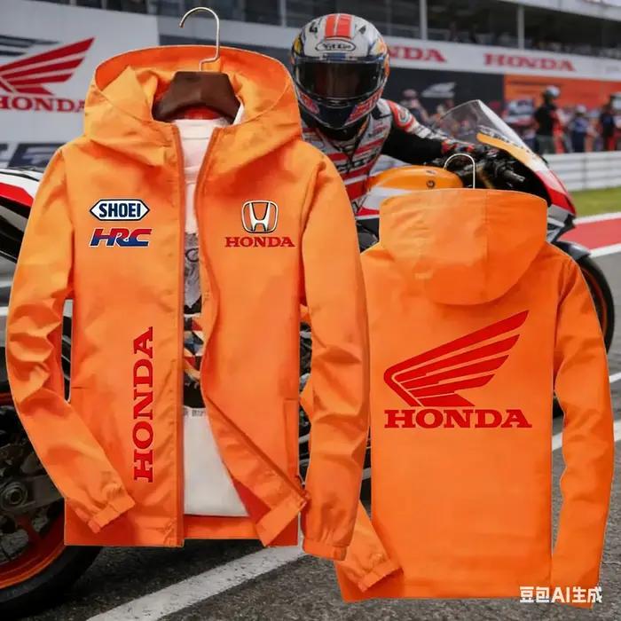 Veste de course moto Honda HRC pour homme, coupe-vent à capuche avec fermeture éclair, style décontracté, printemps-automne