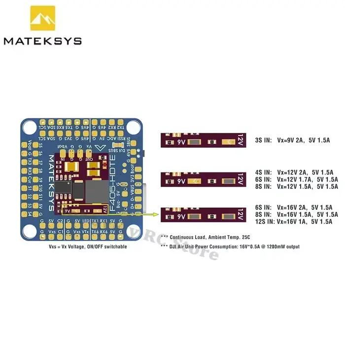 Contrôleur de vol MATEK F405-HDTE F4 STM32F405 avec double BEC intégré OSD Blackbox 3~12S LiPo 30X30mm pour drone FPV au lieu de F722-HD