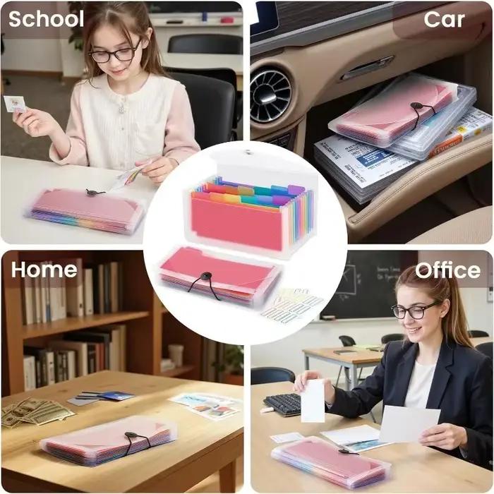 Porte-documents accordéon 13 pochettes, format A6 mini pour le rangement, la classification des données, organise les documents, les cartes, les coupons, cadeau idéal