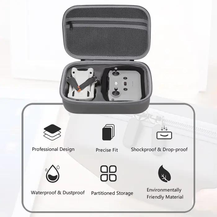 Mallette de Voyage pour Drone DJI Mini 4 Pro Compatible avec Télécommande et Accessoires Boîte Rigide PU Gris Clair ou Vert Clair Occasions Spéciales