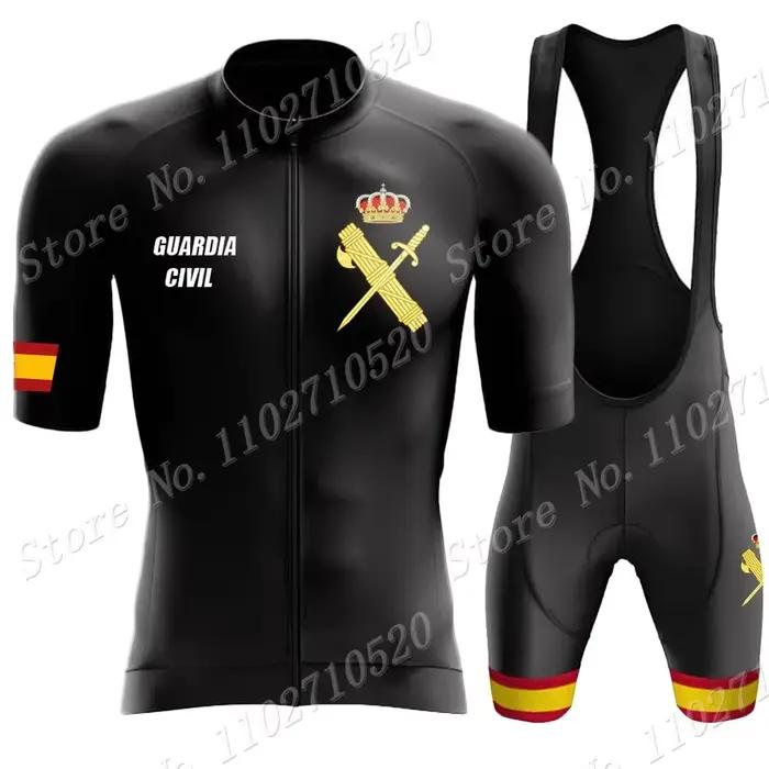 Maillot de cyclisme noir de la garde civile pour hommes, ensemble de vêtements de cyclisme, chemise, combinaison de vélo de route, cuissard à bretelles, vtt, 2024