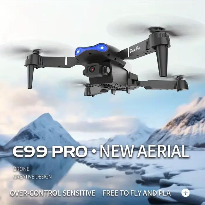 Drone jouet E99 PRO + Double caméra SD + 1 télécommande + 4 hélices + 2 manuels + Mode sans tête + Décollage à une touche