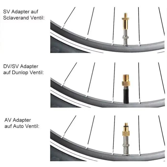Adaptateur de Valves de vélo, buse d'air, outil de gonflage d'aiguille de pompe, Valve Presta Schrader SV/DV, outils d'adaptateur de Valve sans fuite