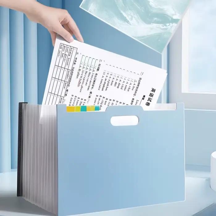 Organisateur de fichiers accordéon avec 13 poches, dossier extensible avec poche pour étiquette, ouverture verticale, format A4/Letter