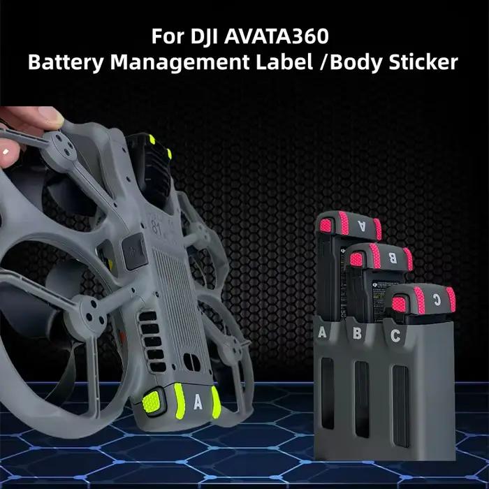 1 ensemble d'autocollants d'étiquetage de batterie / autocollants de carrosserie pour accessoires de drone DJI AVATA 360