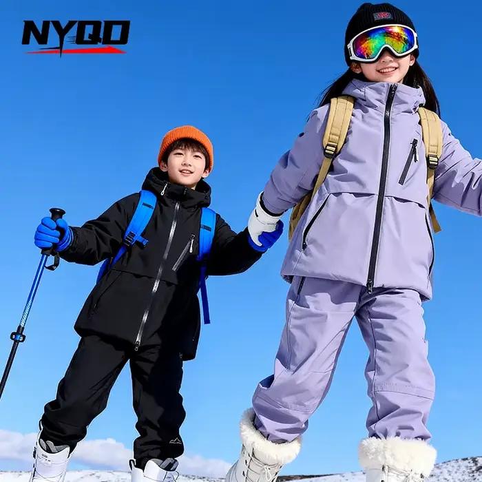 Vêtements de ski pour enfants, haut + bas, hiver, garçons, filles, combinaison de snowboard, coupe-vent, imperméable, veste de ski pour enfants, pantalon de neige