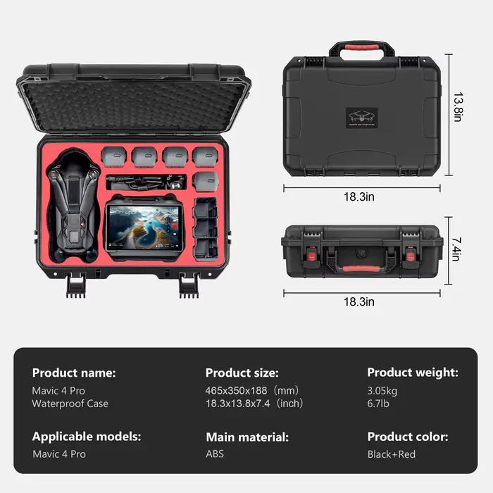 Étui de transport rigide étanche pour drone DJI Mavic 4 Pro Fly More Combo compatible avec la télécommande RC 2/RC Pro 2 et le chargeur Hub