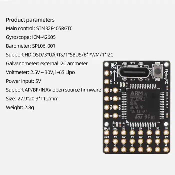 Contrôle de vol à aile fixe F4Wing MK1 MINI F405 Crossover FPV Support AP/INAV/BF Firmware 1-6S Lipo pour Drone à