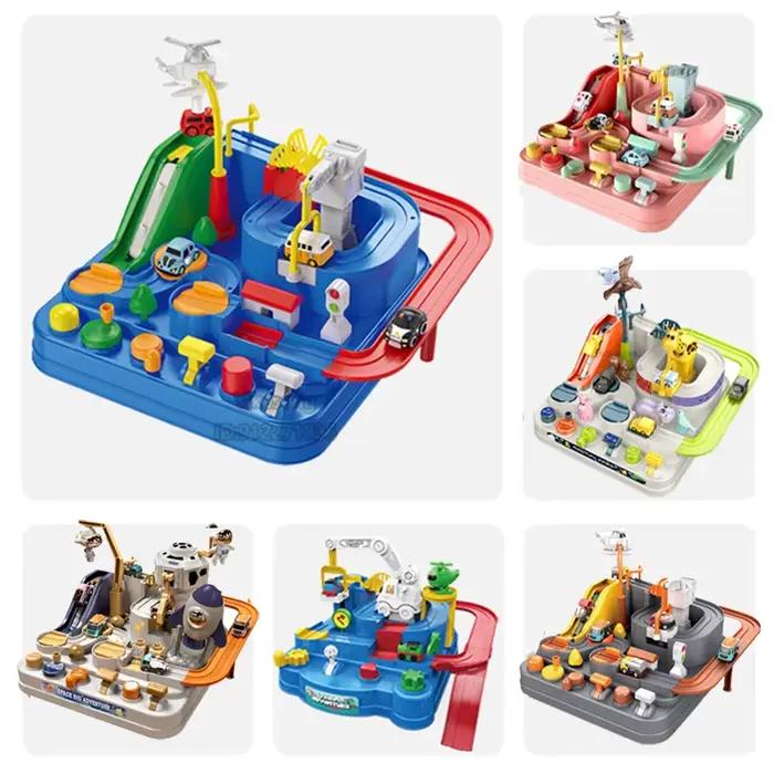 Jeu d'aventure sur rail de course, jouets éducatifs pour enfants, modèle de train mécanique interactif, animaux, fusée spatiale, jouet stimulant le cerveau