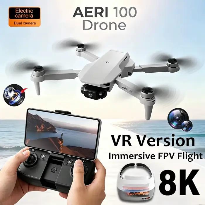 Drone AERI 100 pliable avec caméra double 8K HD grand angle, GPS, WIFI 5G, FPV et lunettes VR pour la volée FPV