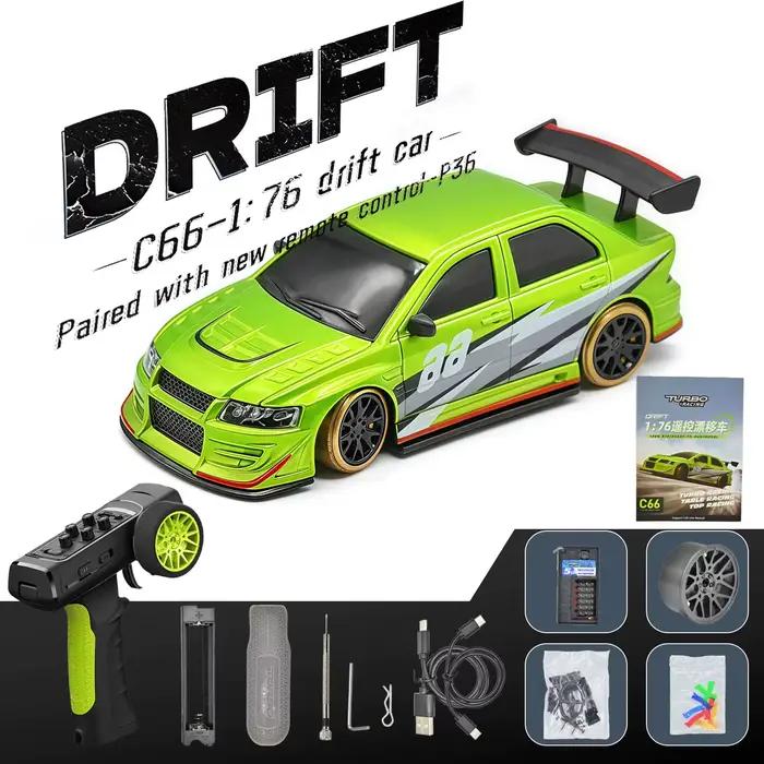 Turbo Racing 1:76 C66 Drift RC voiture avec gyroscope 2.4G 5CH Radio télécommande entièrement proportionnelle RTR jouets de bureau pour cadeau de noël