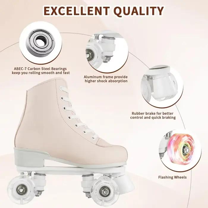 Patins à roulettes pour femmes et enfants, baskets d'entraînement de patinage intérieur et extérieur, chaussures de skate à 4 roues clignotantes, taille 32-40