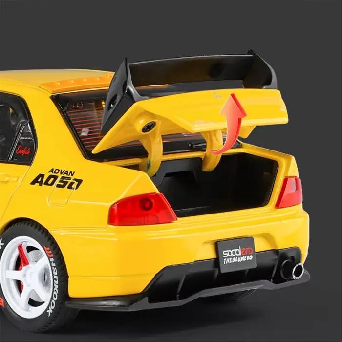 Mitsubishis Lancer Evolution 9 – modèle de voiture de sport en alliage, véhicules de course sur piste modifiés en métal, son et lumière, cadeaux pour enfants, 1:24
