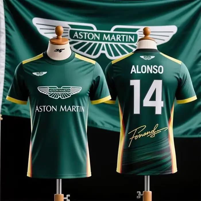 T-shirt Aston Martin Fernando Alonso n° 14 T-Shirt équipe de coureurs espagnols, combinaison de course, maillot d'extérieur pour moto à séchage rapide