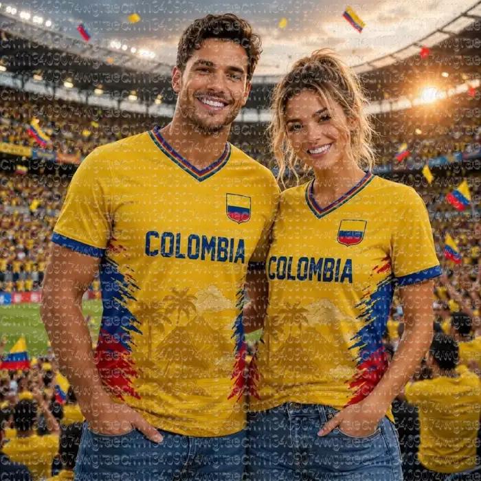 Maillot de football Colombie 2026 – Cadeau pour les fans de la Colombie – T-shirt de l'équipe nationale – T-shirt de sport d'été pour homme – Vêtements pour enfant – T-shirt Y2K pour femme