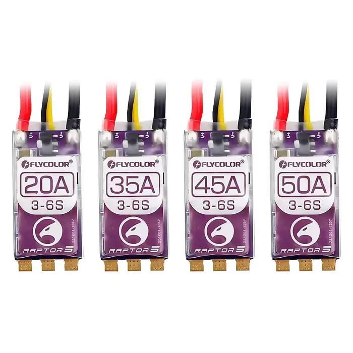 Contrôleur de vitesse brushless FLYCOLOR RAPTOR5 20A 35A 45A 50A BLHeli-32 ESC 3-6S Dshot Proshot pour drone de course FPV RC multirotor
