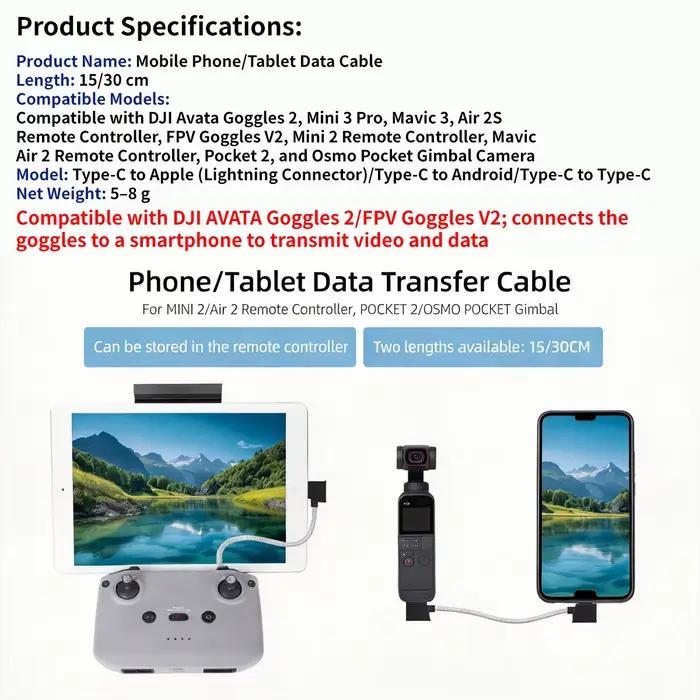 Câble d'extension pour tablette et téléphone de 15 cm