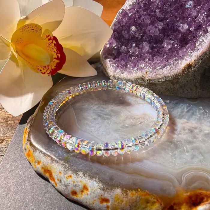 Bracelet en opale éthiopienne naturelle pour ménopause, bijoux en cordon élastique extensible, aide à maintenir l'équilibre émotionnel