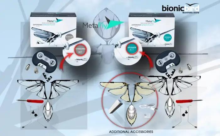 Kit de mise à niveau MetaFly par BionicBird DRONE INSECT électronique biomimétique et radiocommandé de haute technologie avec accessoires supplémentaires