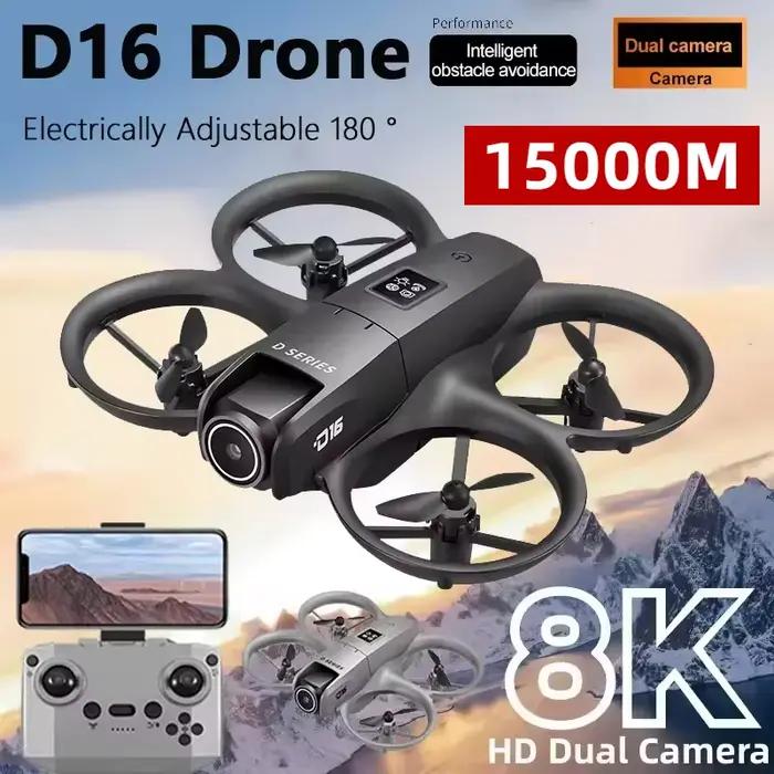 Mini drone D16 8K HD avec double caméra professionnelle 180 °