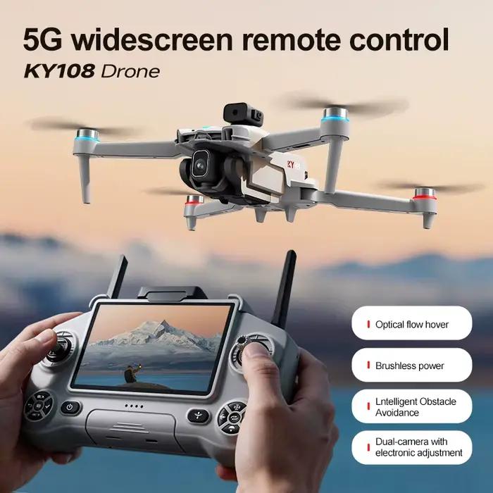 Nouveau drone KY108 2026 avec caméra 8K, écran de contrôle grand format de 4,3 pouces, drone professionnel 360° ° Drone RC pliable avec système d'évitement d'obstacles