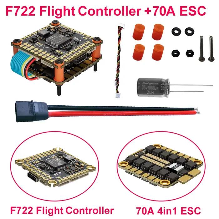 Contrôleur de vol FPV DAKEFPV F722 6S 8S 60A 70A Stack INAV Betaflight
