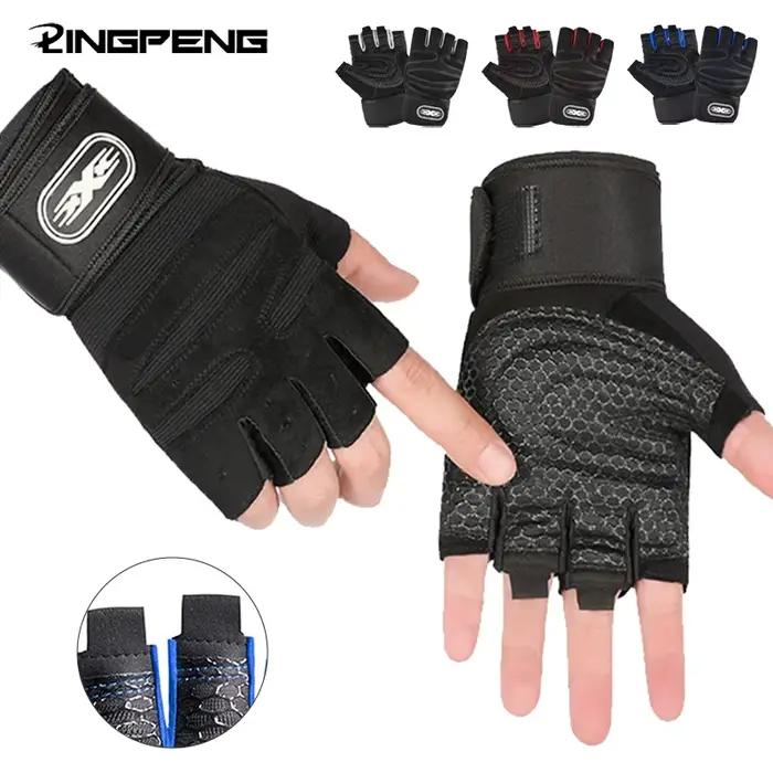 Gants d'entraînement pour hommes et femmes, demi-doigt avec bracelet de poignet pour le Sport, l'haltérophilie, l'entraînement, vélo, motocycliste, gant de gymnastique