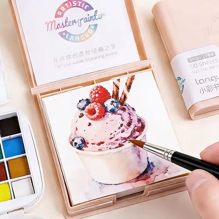 1 carnet de croquis pour aquarelle, comprenant 1 carnet et 1 stylo, chaque carnet contient 50 feuilles, mini carnet de croquis pour aquarelle, carnet de dessin portable | Parfait pour le dessin arti
