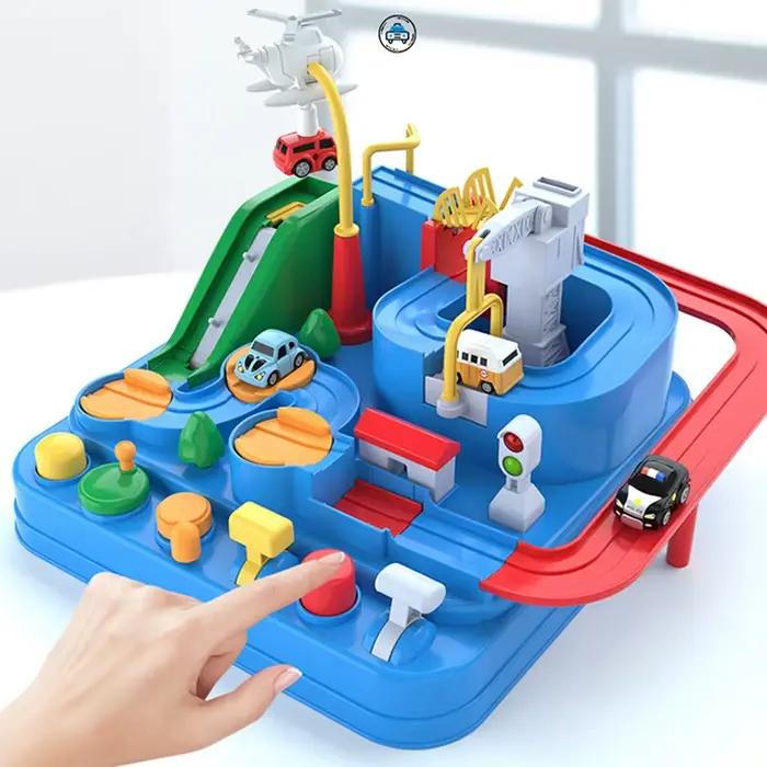 Jeu d'aventure sur rail de course, jouets éducatifs pour enfants, modèle de train mécanique interactif, animaux, fusée spatiale, jouet stimulant le cerveau