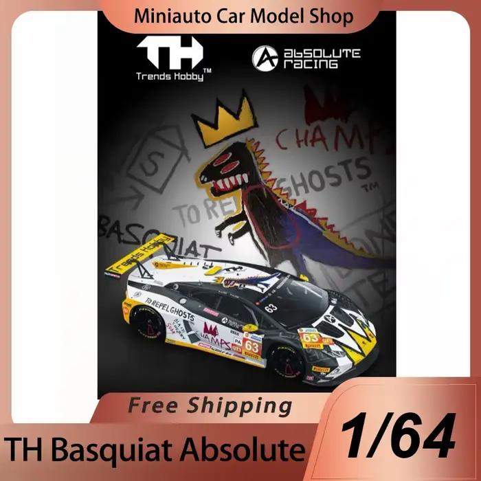 Miniature TH 1:64 Trends Hobby # 63 Lamborghini Huracan Basquiat Absolute Racing China GT Alloy Race Car Model Toy Collectible