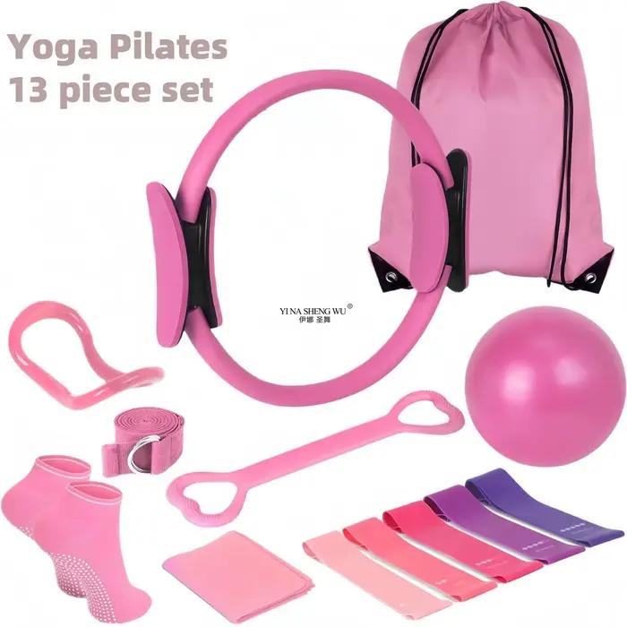 Équipement de Pilates pour les entraînements à domicile, ensemble d'anneaux et de balles, bandes de résistance et plus parfaits pour les équipements de Pilates à domicile, 13 pièces