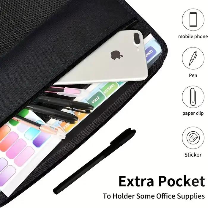 Classeur accordéon avec fermeture éclair sûre, dossier extensible, 13 poches, poudres pour crayons avant, fournitures scolaires et de bureau