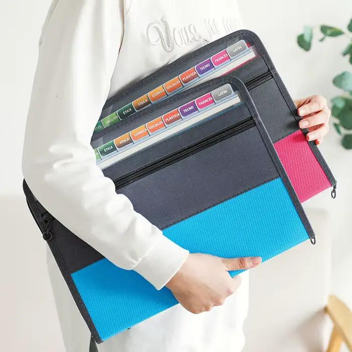 Classeur accordéon avec fermeture éclair sûre, dossier extensible, 13 poches, poudres pour crayons avant, fournitures scolaires et de bureau