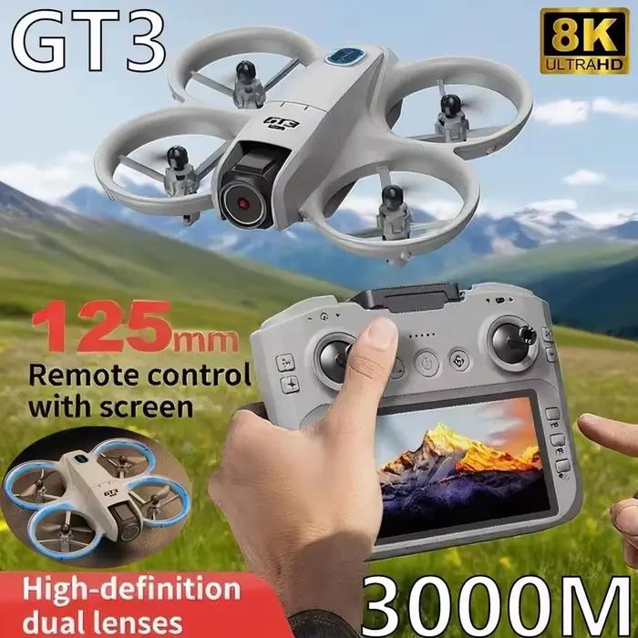 Nouveau drone GPS GT3 8K HD avec deux caméras 180° ° Quadricoptères pliables FPV 5G WIFI avec moteurs sans balais et