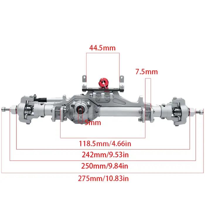 Essieu avant et arrière complet en aluminium CNC avec support Servo de biellette de direction pour 1/10 RC chenille axiale Wraith 90018 RR10 Capra 1.9 UTB