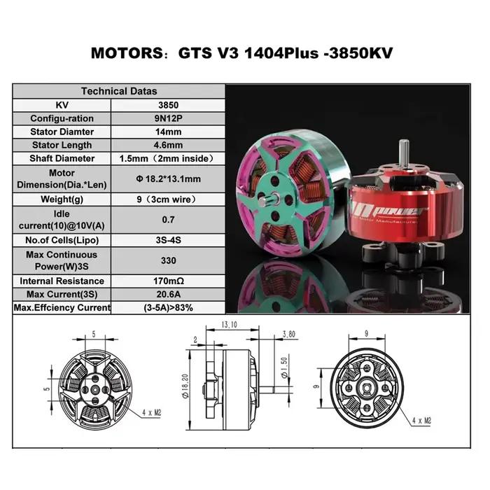 RCinpower GTS V3 1404 plus moteur sans balais 2850KV 3850KV 4680KV drone FPV de course de 3 pouces