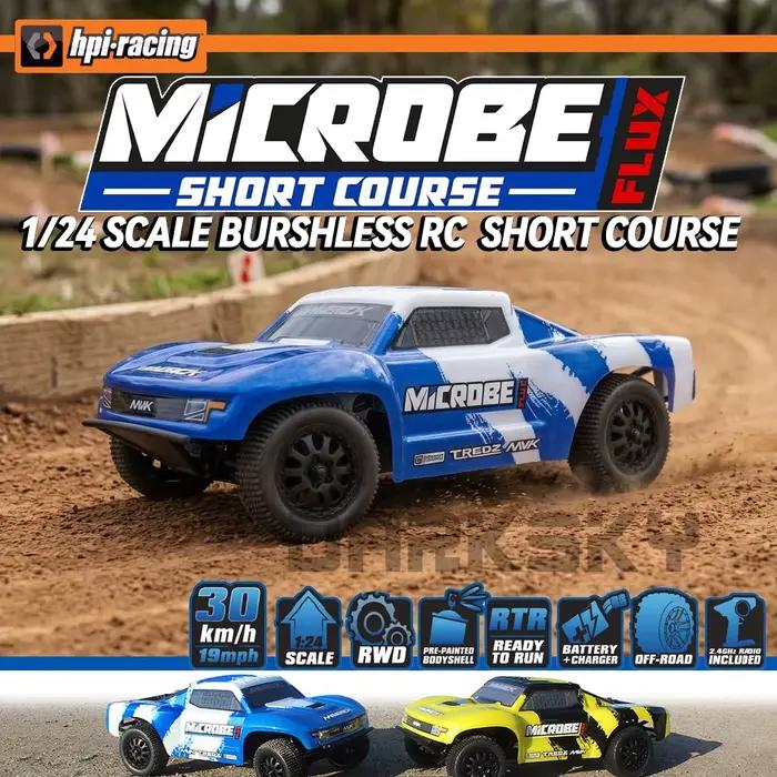 HPI RACING Maverick MICROBE SC Flux Brushless RWD 1/24 Voiture RC électrique télécommandée modèle Short Course pour adultes et enfants