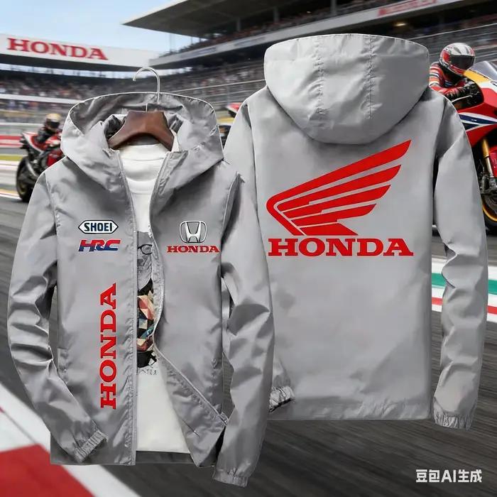 Veste de course moto Honda HRC pour homme, coupe-vent à capuche avec fermeture éclair, style décontracté, printemps-automne