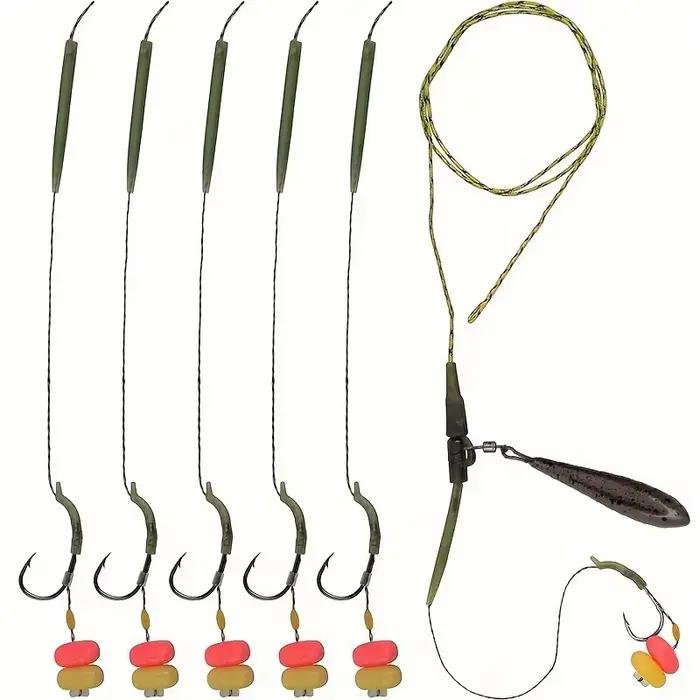 Kit complet de plate-forme de carpe prête à la poisson | Comprend des plates-formes à cheveux, des bouillettes, du faux maïs, des plombs, des crochets et des émerillons incurvés