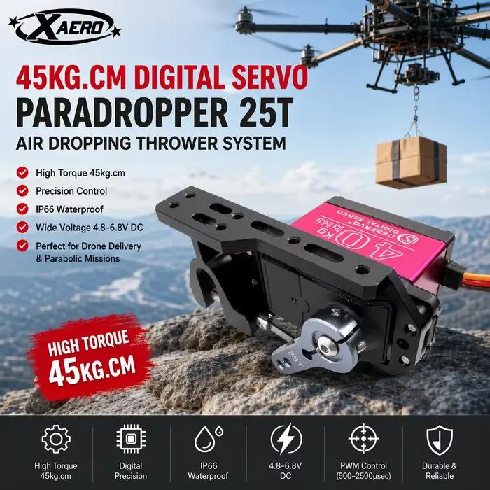 XAERO 45kg cm Servo numérique Paradropper 25T Système de largage aérien pour drone parabolique