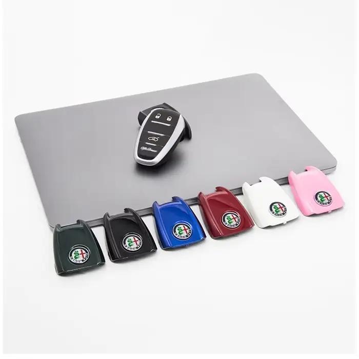 Housse de clé de voiture, étui de remplacement pour clé Alfa Romeo Giulia Stelvio Tonale, style fibre de carbone