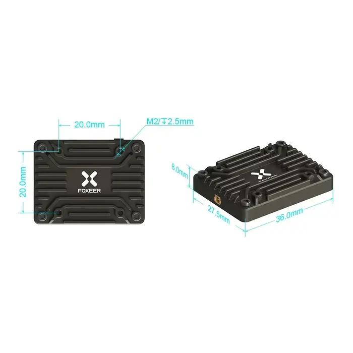 FOXEER 4.9G-6G Reaper Extreme V2 2.5W 80CH VTX 25mW/200mW/500mW / 1.5W/2.5W Réglable 2-8S 20X20mm pour Drone FPV Longue
