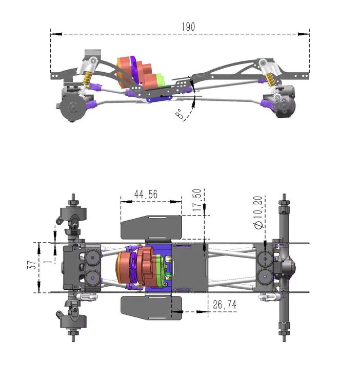 MEUS RACING SCX24 LCG châssis TC4 cadre en titane pour mises à niveau sur chenilles Axial