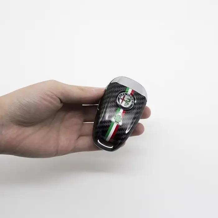 Housse de clé de voiture, étui de remplacement pour clé Alfa Romeo Giulia Stelvio Tonale, style fibre de carbone