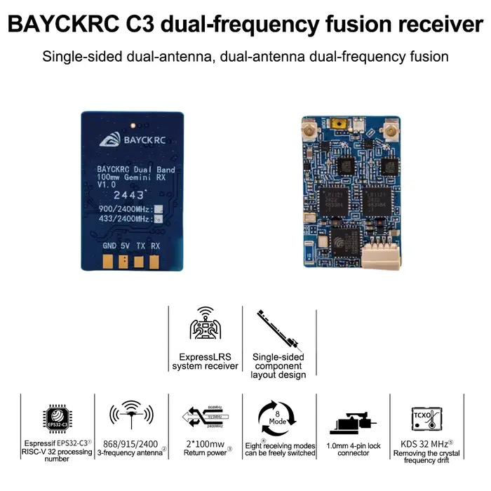 BAYCKRC C3 900/2400 double bande 100mW Gemini 80mm 120mm 220mm aile fixe