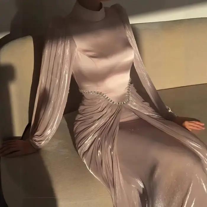 LGRQ 2026 printemps et automne femmes Sexy diamant embelli couleur unie robe de soirée