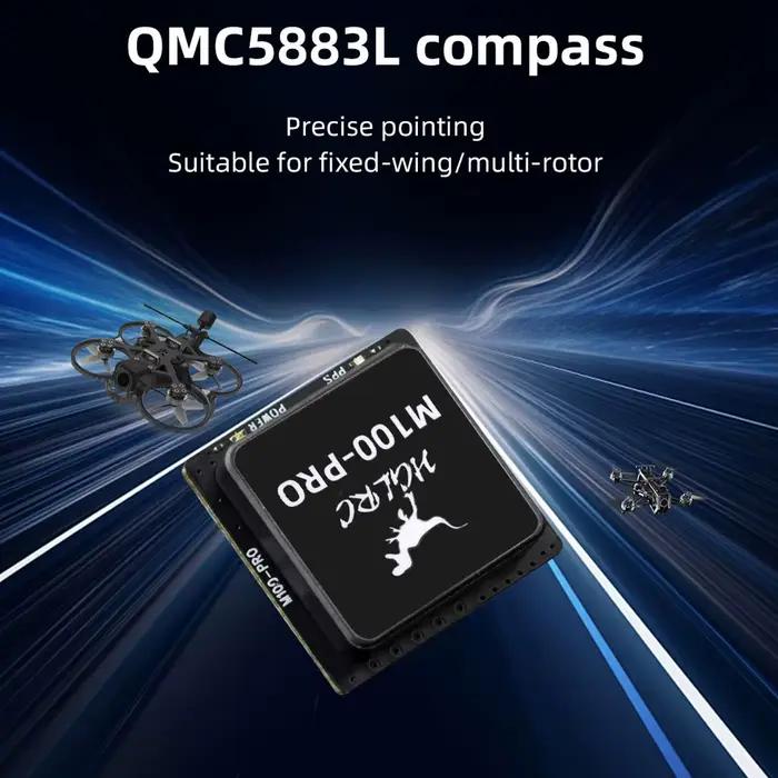 Puce GPS HGLRC M100 PRO B101 pour avions à contrôle radio avec boussole QMC5883L pour navigateurs aériens et passionnés de drones